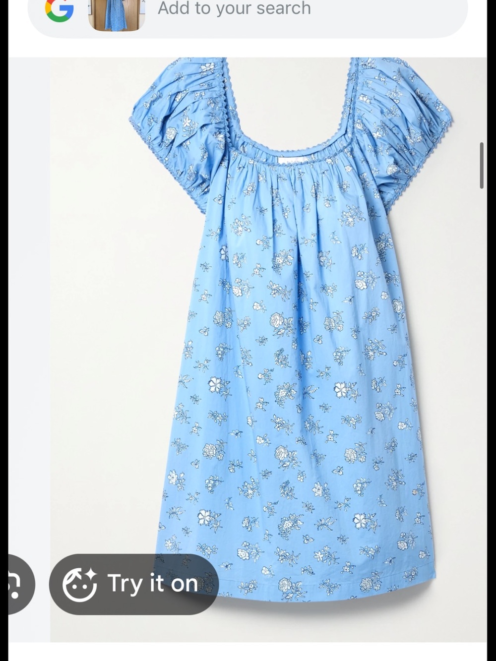 Doen Blue Floral Puff-Sleeve Mini Dress - Picture 2 of 3
